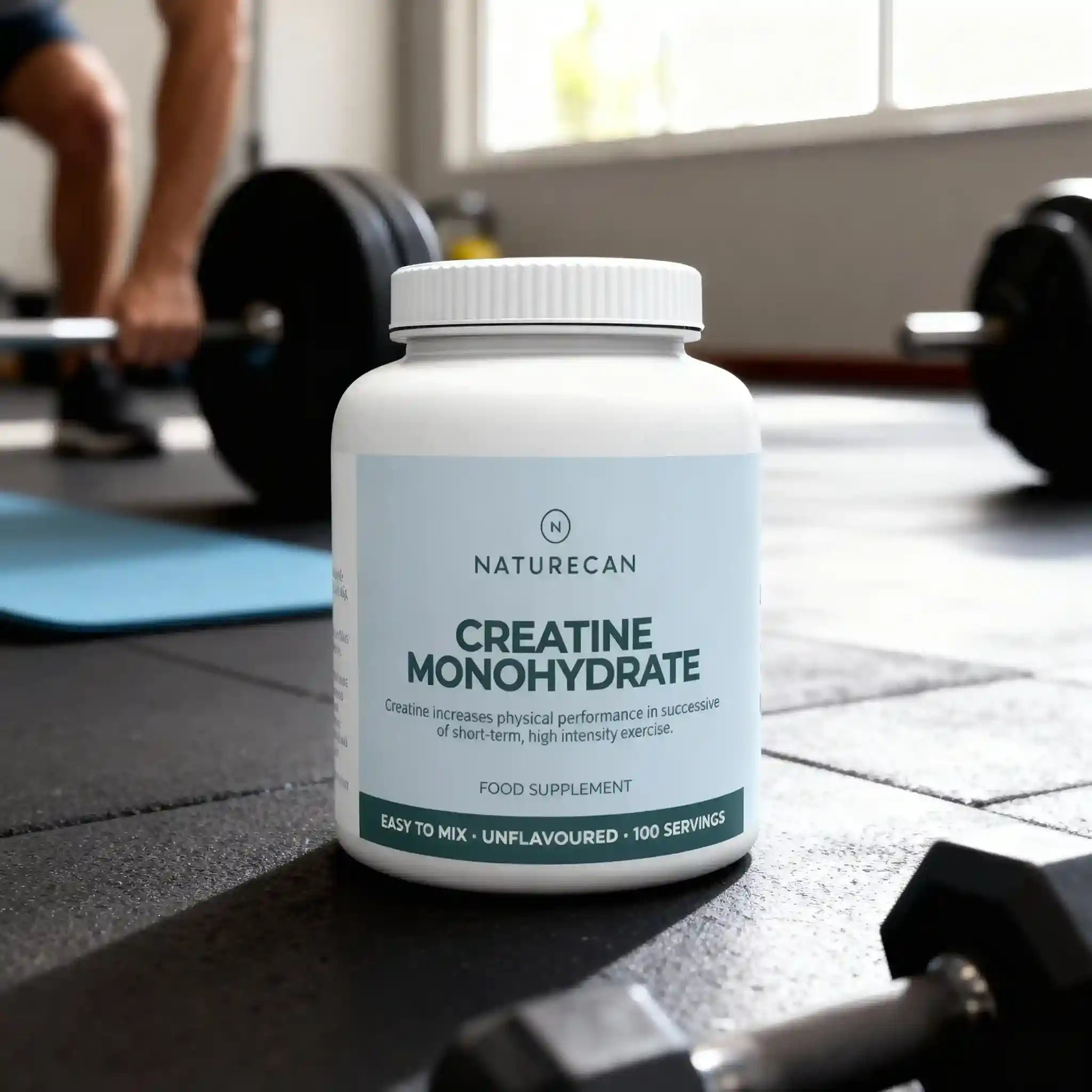 creatine powder fitness in the gym