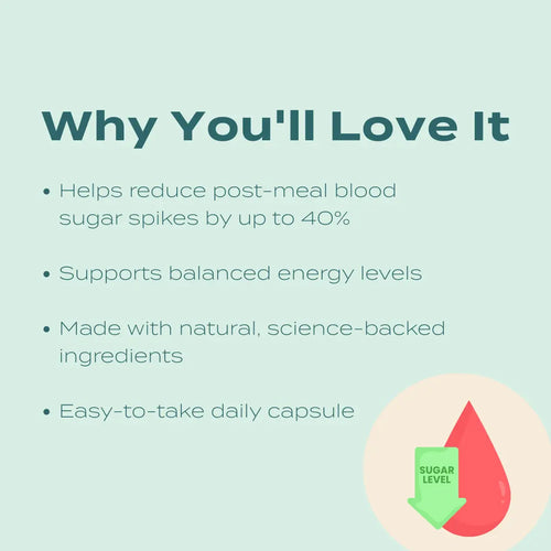Naturecan Glucose Support Capsules why you'll love it – reduces post-meal blood sugar spikes by up to 40%, supports balanced energy levels, natural science-backed ingredients, easy-to-take daily capsule