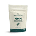 A 30g stand-up pouch of Naturecan NMN food supplement, featuring a cream-colored body with dark teal text and a dark teal band at the bottom, set against a plain white background.