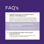 FAQs about Shilajit on a purple background